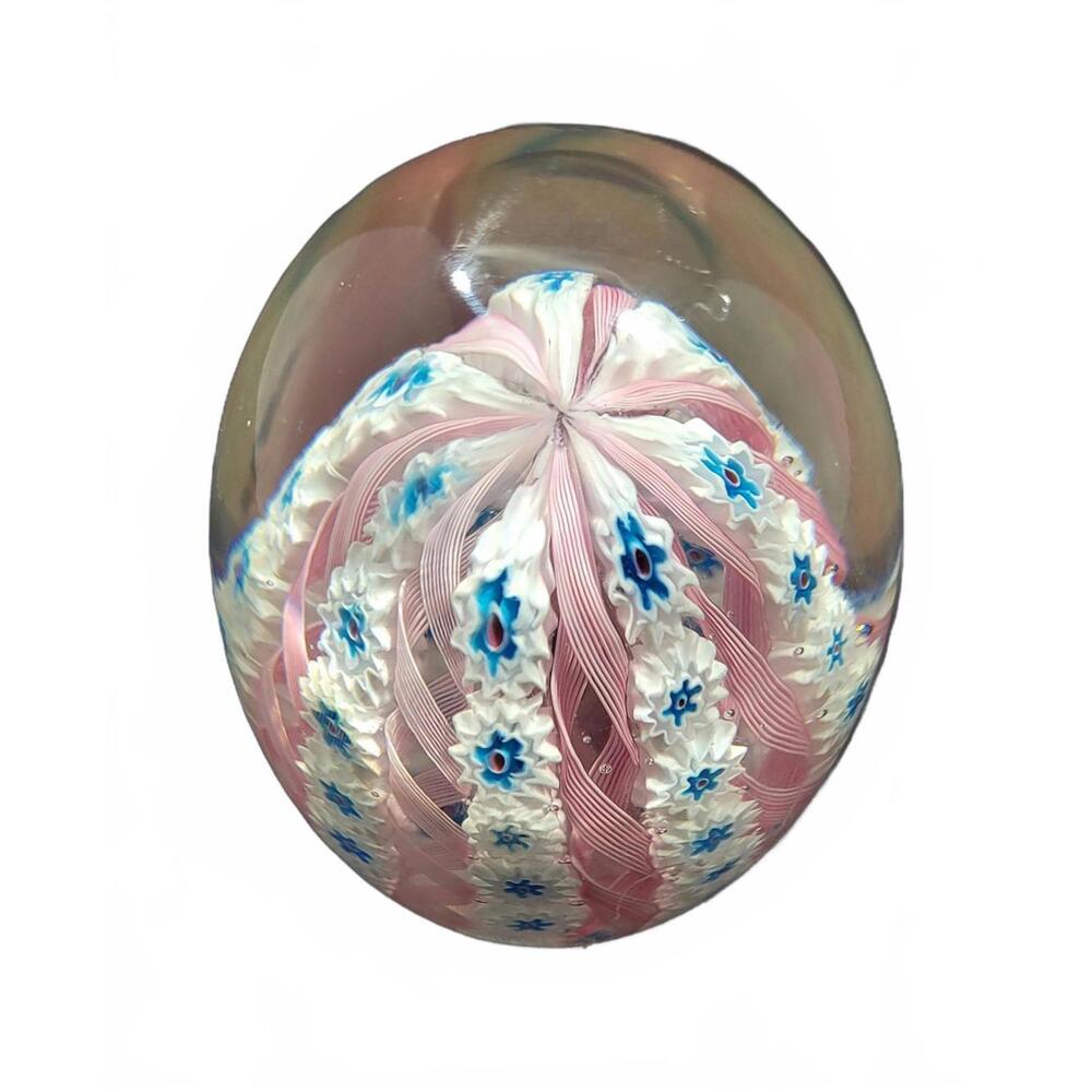 Millefiori and Latticino Art Glass Paperweight – Handcrafted Italian Glass